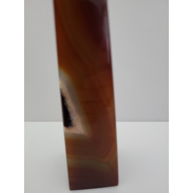 Polished Carnelian Druzy Agate Crystal Healing Obelisk Tower 8 3/4" For Sale - Image 11 of 13