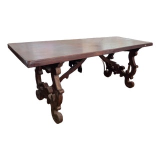 Rustic Handcrafted Chestnut Lyre Table, 1980s For Sale