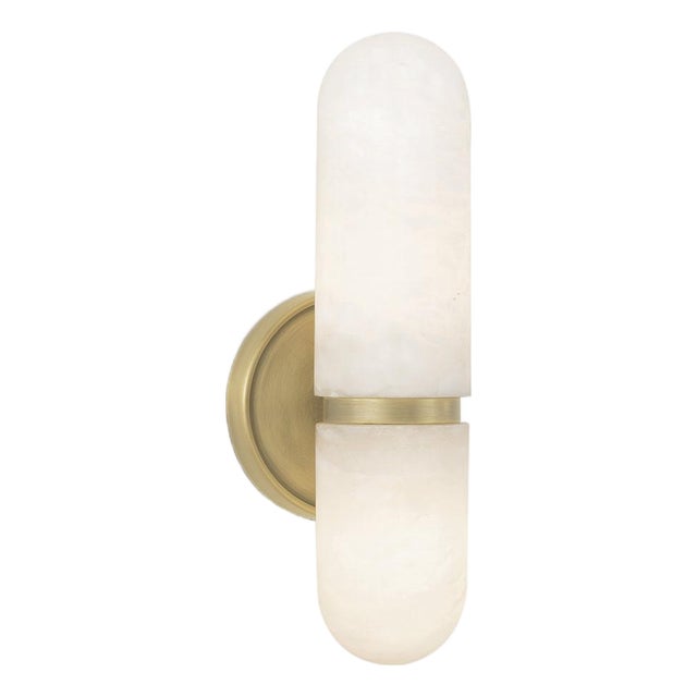 Salon Alabaster Sconce Small, Natural Brass For Sale