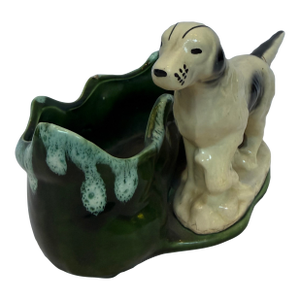 1940s Porcelain Springer Spaniel With Repaired Tail Planter