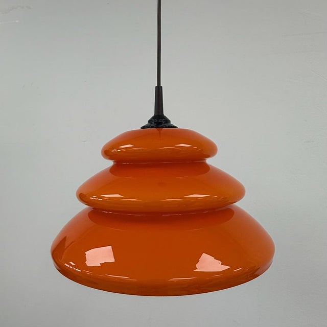 Glass Space Age Orange Glass Mushroom Pendant from Peill & Putzler, 1970s For Sale - Image 7 of 11