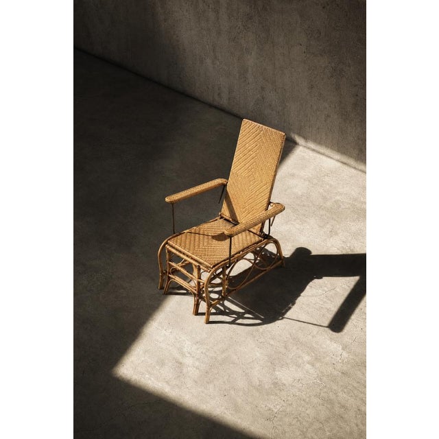 Vintage German Rattan Lounge Chair with Extendable Ottoman, 1930s For Sale - Image 10 of 18