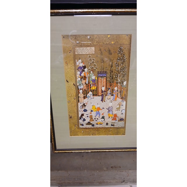 1920s Antique Persian Miniature Painting – Framed & Gilded For Sale - Image 6 of 12