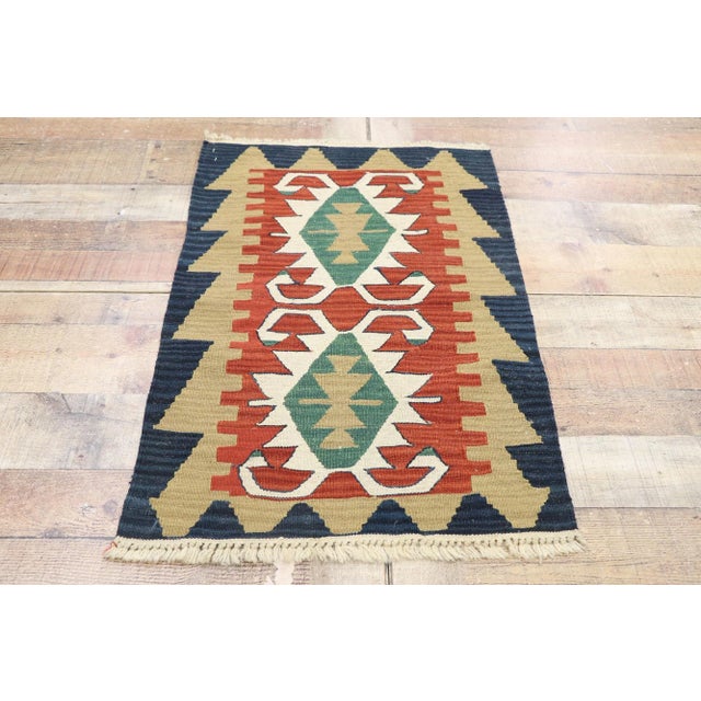 Textile Vintage Persian Shiraz Kilim Rug - 02'00 X 02'11 For Sale - Image 7 of 9