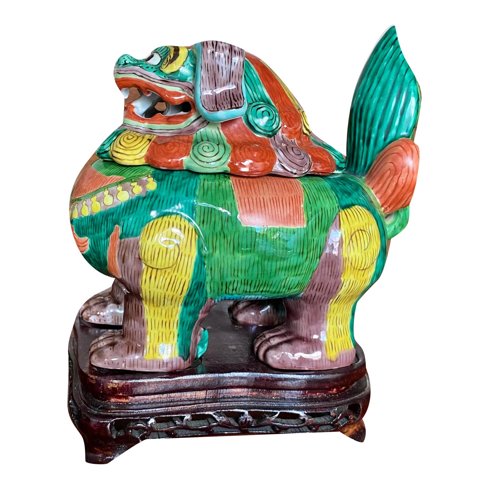 Late 19th Century Chinese Buddhist Guardian Lion | Chairish