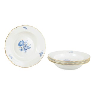 20th Century Deep Porcelain Plates with Floral Motifs by Meissen, Germany, Set of 4 For Sale
