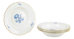 20th Century Deep Porcelain Plates with Floral Motifs by Meissen, Germany, Set of 4