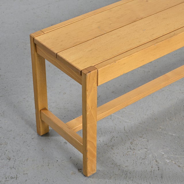 Wood Vintage French Bench and Elm Stools, 1980, Set of 3 For Sale - Image 7 of 16