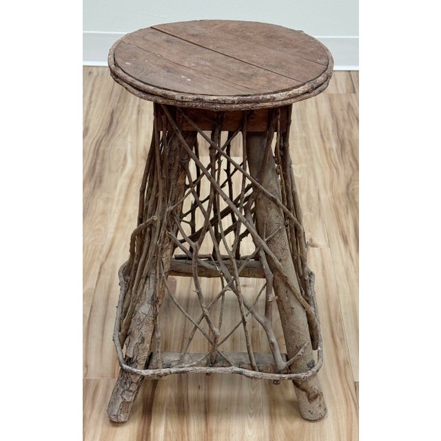 Farmhouse Antique Adirondack Style Twig Side Table or Stool For Sale - Image 3 of 8