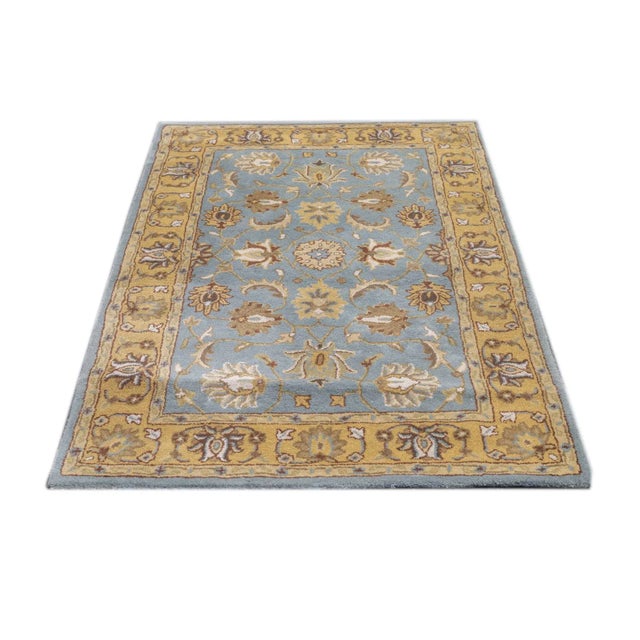 Blue Hand Tufted Rug 4' x 6' For Sale - Image 8 of 11