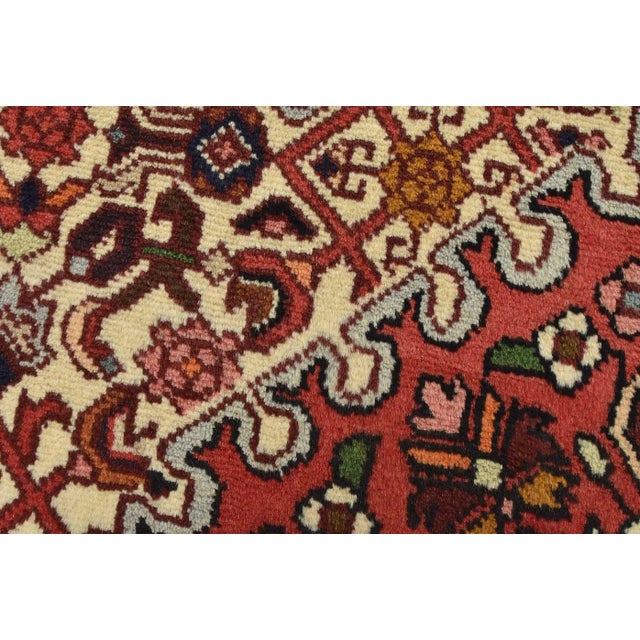 Hamedan Rug 3'5'' X 5' Ivory Wool Vintage Tribal Hand-Knotted Oriental Carpet For Sale - Image 4 of 12