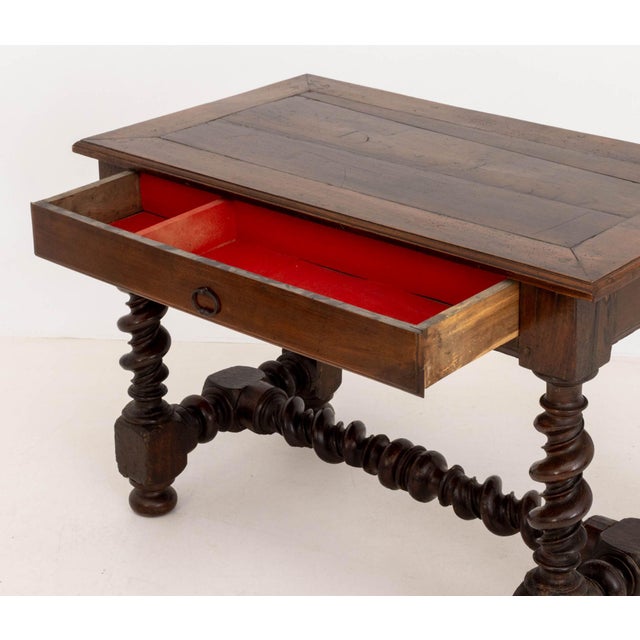 Wood Louis XIII Rectangular Walnut Table With Single Drawer For Sale - Image 7 of 9