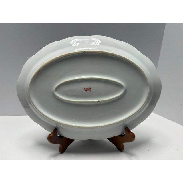 Japanese Mid 20th Century Japanese Porcelain Oval Platter With English Cottage Garden Scene, C. 1950s For Sale - Image 3 of 5