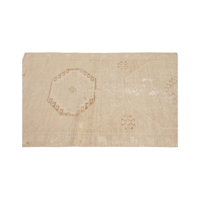 Small Vintage Washed Out Wool Rug - 3`6" X 4`11" For Sale In Los Angeles - Image 6 of 6