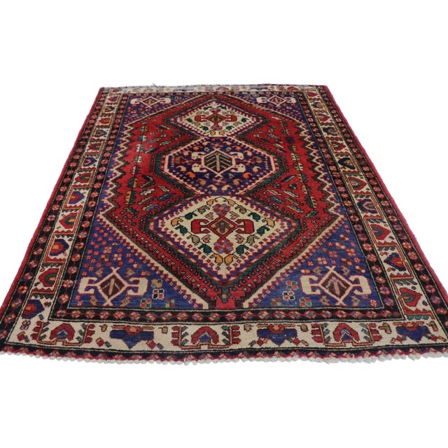 Tribal Vintage Persian Viss Rug - 05'04 X 06'08 For Sale - Image 3 of 9