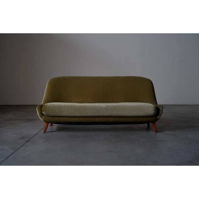 Vintage Danish Sofa in Green Velvet, 1950s For Sale - Image 9 of 9