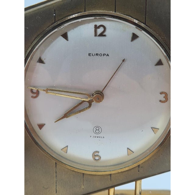 Brass 7 Jewels Table Clock from Europa, Germany, 1950s-1960s For Sale - Image 4 of 12