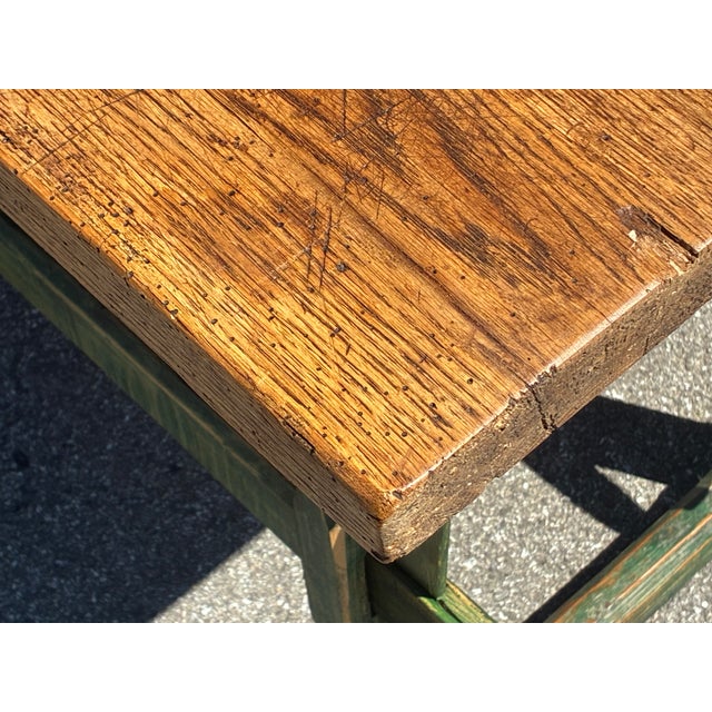 Green Pine Double Stretcher Base Work Table For Sale - Image 8 of 14