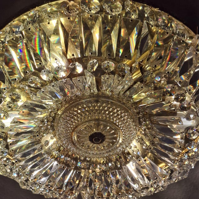 Vintage Ceiling Light in Brass and Lead Crystal from Palwa, Germany, 1960s For Sale - Image 11 of 18