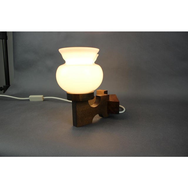 Czechoslovak Wooden Wall Lamp with Glass Shades from Valasske Mezirici, 1960s For Sale - Image 12 of 14