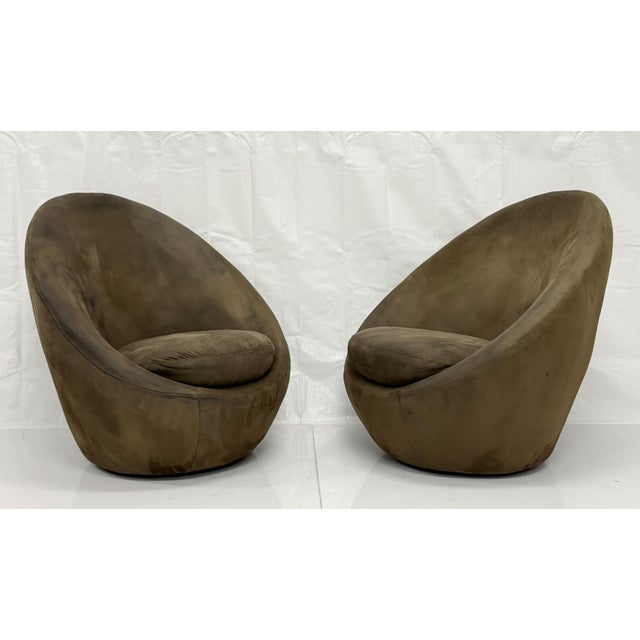 Vintage Pair Milo Baughman for Thayer Coggin Swivel Egg Lounge Chairs, Usa 1960s For Sale In Los Angeles - Image 6 of 18