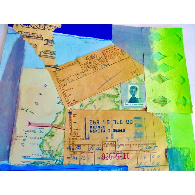 This mixed-media collage, "Nenita Goes Shopping," is a torn-paper piece, by Los Angeles street artist, missenscene. It s a...