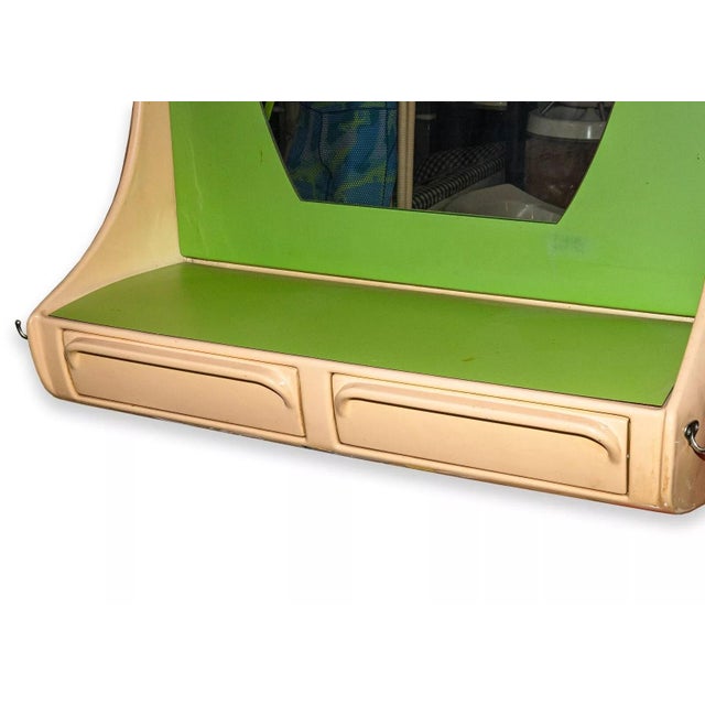 Vintage Retro Space Age Hair Salon Mirror Units in Lime Green & Taupe - Set of 8 For Sale - Image 10 of 12