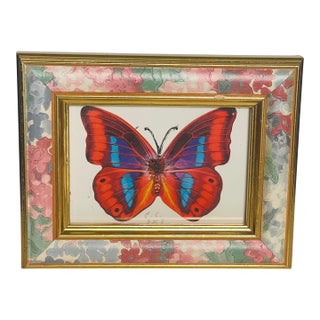 Colourful Butterfly Collage in Painted Frame Mini Painting For Sale
