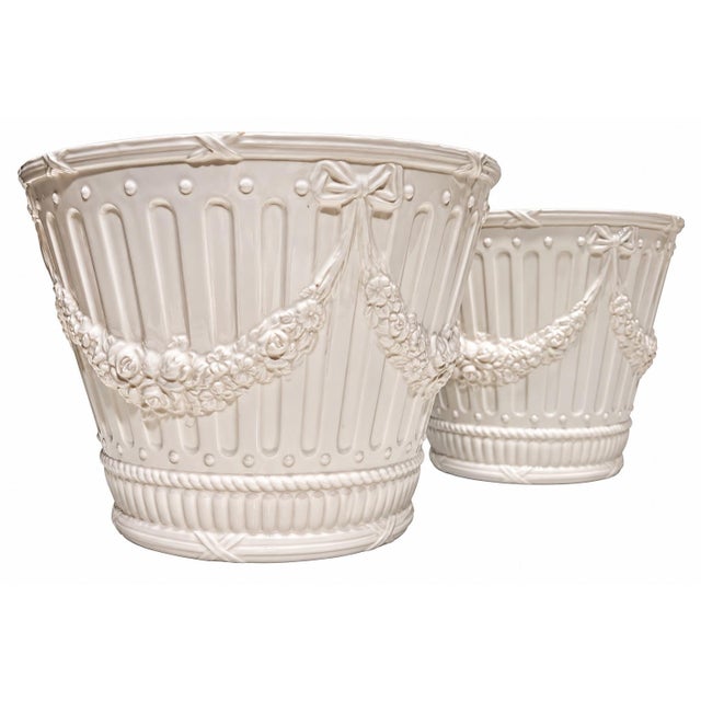 Rare and discontinued vintage Tiffany & Co. ceramic cachepot / planter, produced for approximately five years during the...