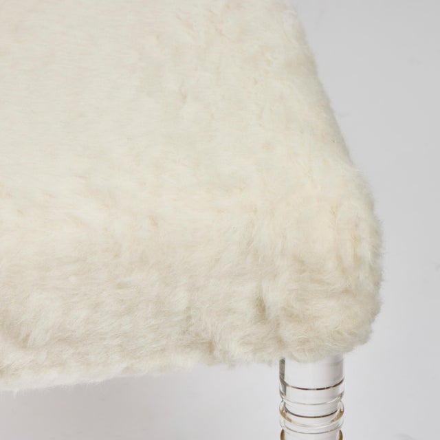 2020s Custom Bench Newly Upholstered in a Wool / Alpaca Fabric, Italy With Lucite Legs For Sale - Image 5 of 9