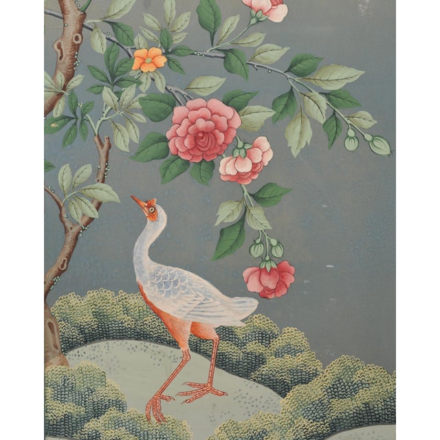 Gracie Style 8 Panel Chinoiserie Painted Wallpaper Screen 12 Ft For Sale - Image 14 of 18