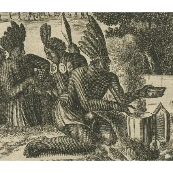 17th Century Montanus, Daily Life in New Spain, 1673, Copper Engraving For Sale - Image 5 of 7