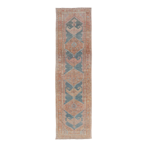 Antique Persian Kurdish Runner With Large Tribal Medallion Design 3'7 X 14'3