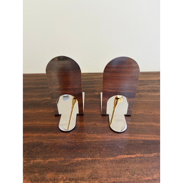Brass 1980s Vintage Cast Brass Golf Club and Golf Ball Bookends, Pair For Sale - Image 8 of 8