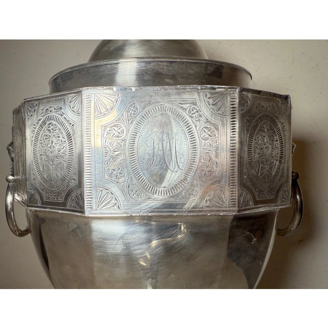 Antique English Sheffield Plate Silverplate Hot Water Urn Samovar W Lion Handles For Sale - Image 9 of 18