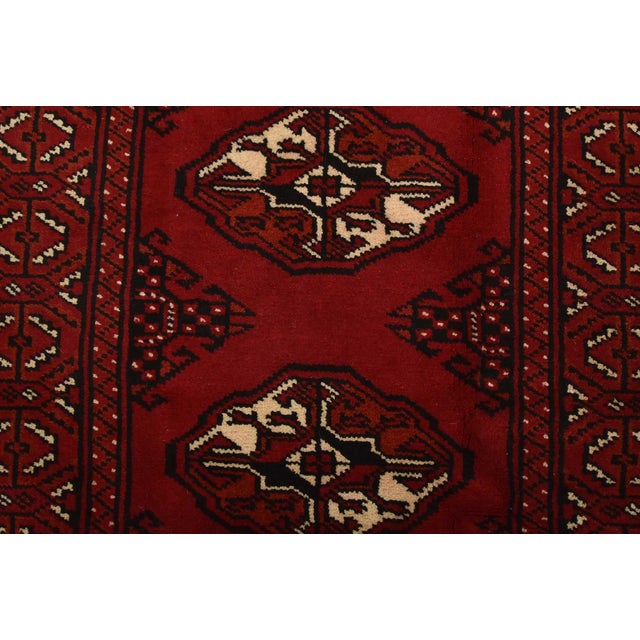 Red Turkmen Runner 2’7” X 9’8” Red Wool Vintage Tribal Hand-Knotted Oriental Rug For Sale - Image 8 of 12