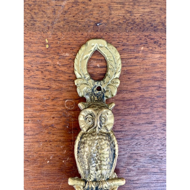 English Mid-Century English Cast Brass Owl Door Knocker For Sale - Image 3 of 9