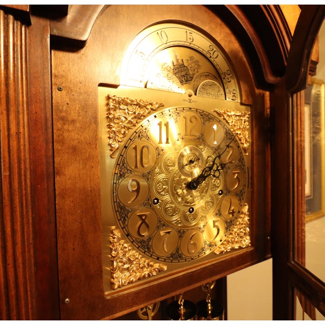 Howard MillerTriple-Chime Grandfather Clock — Burl Walnut Case For Sale - Image 10 of 16