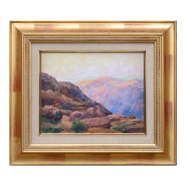 Cyrus Bates Currier Distant Canyon Landscape Painting Circa 1925 For Sale