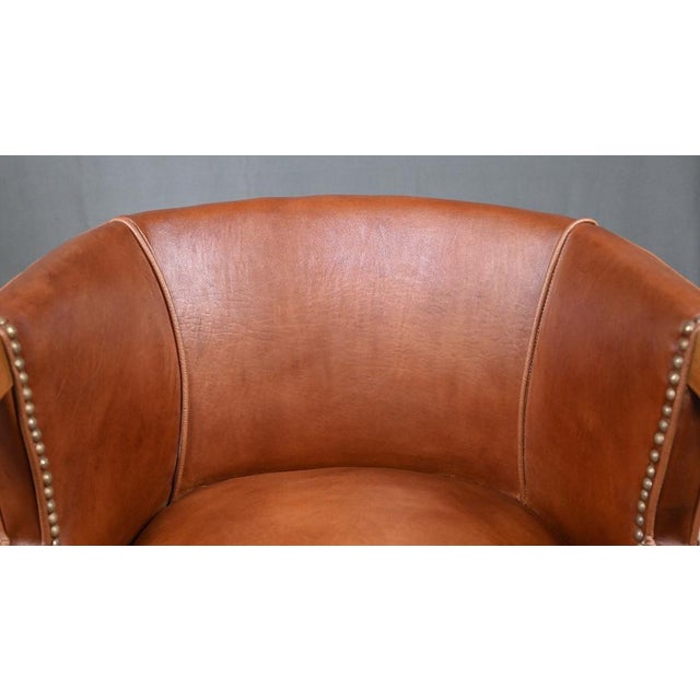 Vintage Art Deco Chairs in Walnut and Leather, 1940, Set of 4 For Sale - Image 16 of 18