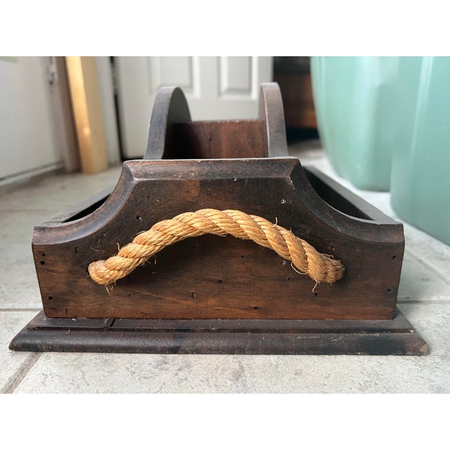 Mid-Century Modern Mid Century Vintage Wooden Storage Caddy Desk Organizer For Sale - Image 3 of 8