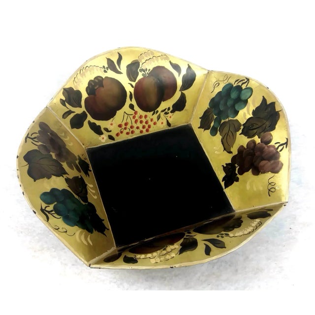 Floral Painted and Signed Tole Ware Bowl For Sale In Portland, ME - Image 6 of 11