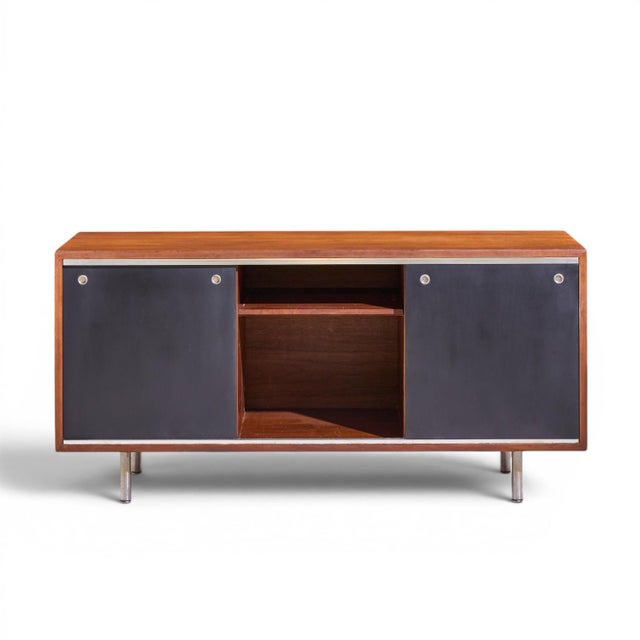Wood George Nelson for Herman Miller 8000 Series Mid Century Walnut Sliding Door Credenza For Sale - Image 7 of 13