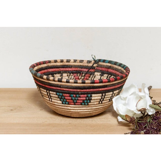 1960s Kanuri Colorful Woven Basket For Sale - Image 5 of 5