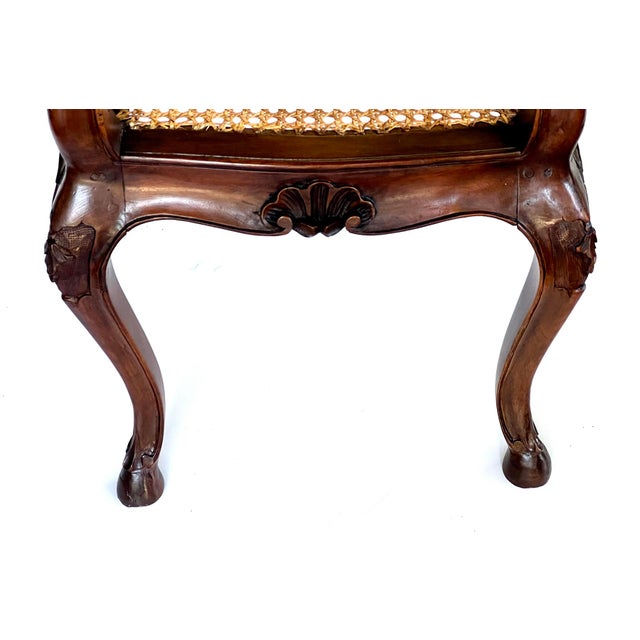 French Louis XV Style Double-Seat Walnut Bench With Caned Seat For Sale - Image 9 of 12