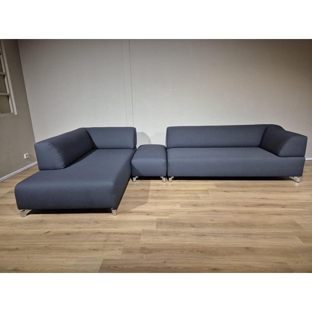 Early 21st Century Set of Corner Sofa with Ottoman in Grey from Leolux For Sale - Image 5 of 16