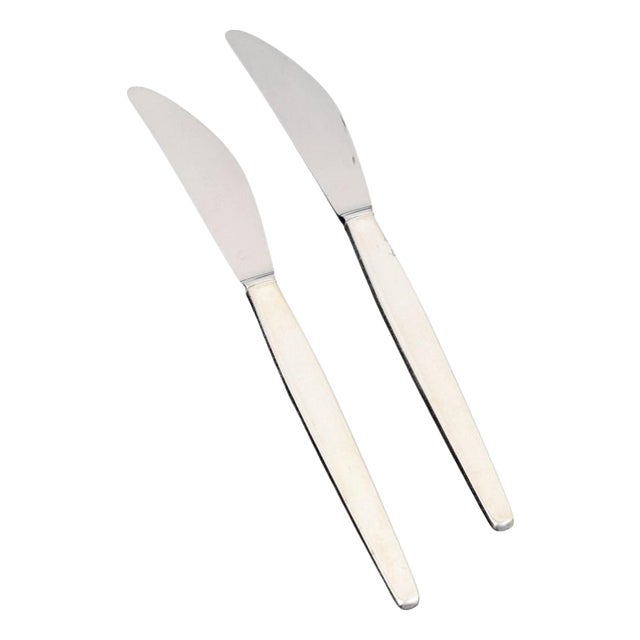 Cypress Lunch Knives in Sterling Silver by Henning Koppel for Georg Jensen, 1940s, Set of 2 For Sale