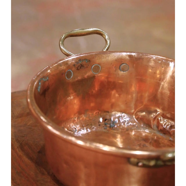 19th Century French Copper and Brass Jelly Boiling Bowl From Normandy For Sale In Dallas - Image 6 of 10