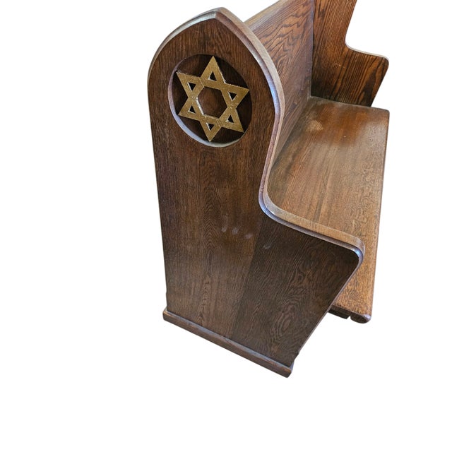 Antique Synagogue Bench Church Pew Solid Oak Neo Gothic Revival Star of David For Sale In Philadelphia - Image 6 of 13