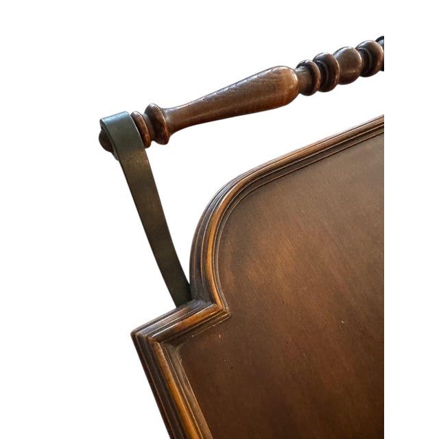 Wood Vintage English Mahogany Tea & Bar Cart With Turned Wheels, Circa 1940s–50s For Sale - Image 7 of 7